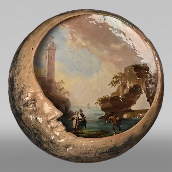 A rare piece by Emile GALLÉ, moon and landscape fantasy after Joseph Vernet A rare piece by Emile GALLÉ, moon and landscape fantasy after Joseph Vernet-0