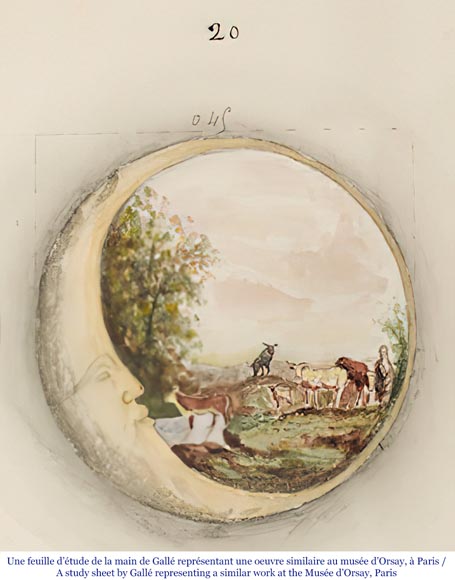 A rare piece by Emile GALLÉ, moon and landscape fantasy after Joseph Vernet A rare piece by Emile GALLÉ, moon and landscape fantasy after Joseph Vernet-1