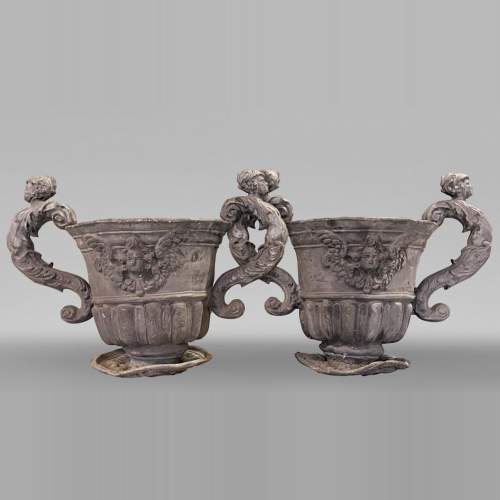 English Baroque lead urn, Bulbeck Foundry, 19th century