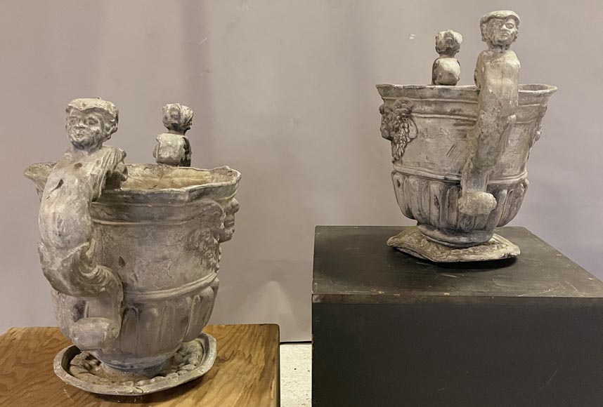 English Baroque lead urn, Bulbeck Foundry, 19th century English Baroque lead urn, Bulbeck Foundry, 19th century-1