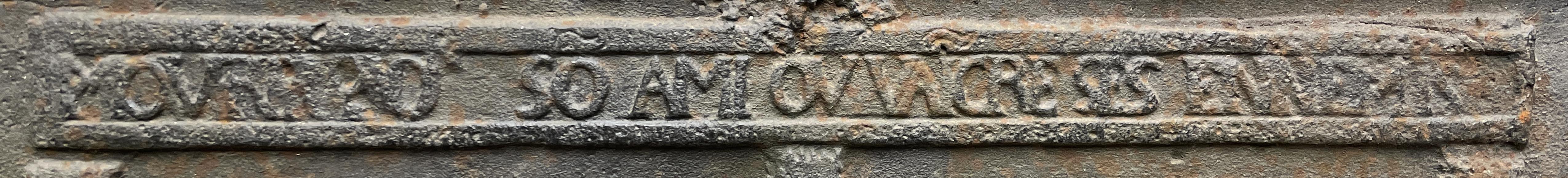 Fireback from 1561 with the alliance arms of Jacques de Tige and Blanche de Villelongue. Fireback from 1561 with the alliance arms of Jacques de Tige and Blanche de Villelongue.-5