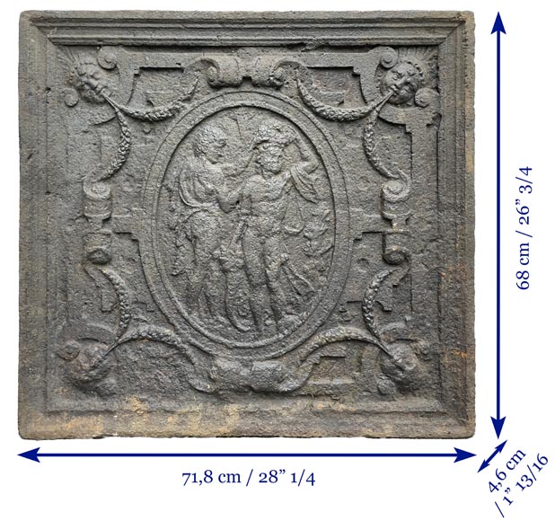 Renaissance fireback from the 16th century decorated with an agricultural scene Renaissance fireback from the 16th century decorated with an agricultural scene-5