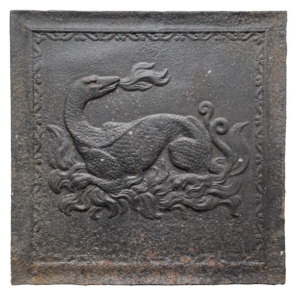 Fireback from the 17th century, decorated with a salamander, emblem of François I Fireback from the 17th century, decorated with a salamander, emblem of François I-0
