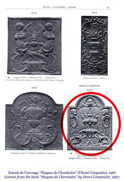 Cast iron fireback decorated with a smoking incense burner Cast iron fireback decorated with a smoking incense burner-1