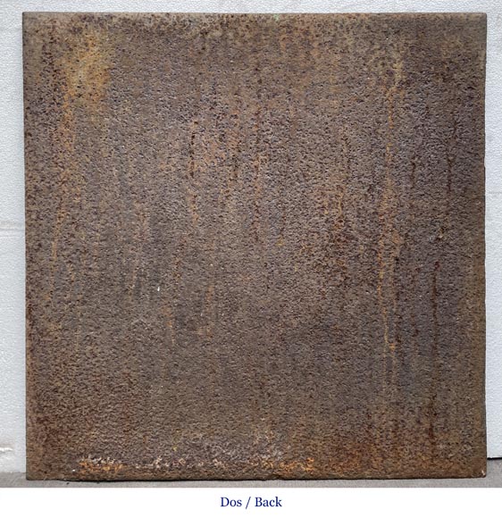 18th century fireback representing a female figure with a flower garland next to an antique vase 18th century fireback representing a female figure with a flower garland next to an antique vase-8