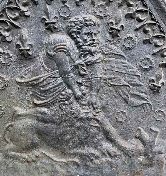 Fireback from the 17th century representing a mythological scene Fireback from the 17th century representing a mythological scene-1