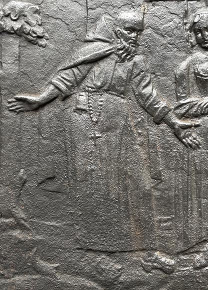 Fireback dated 1828 representing a scene from the tale  Fireback dated 1828 representing a scene from the tale