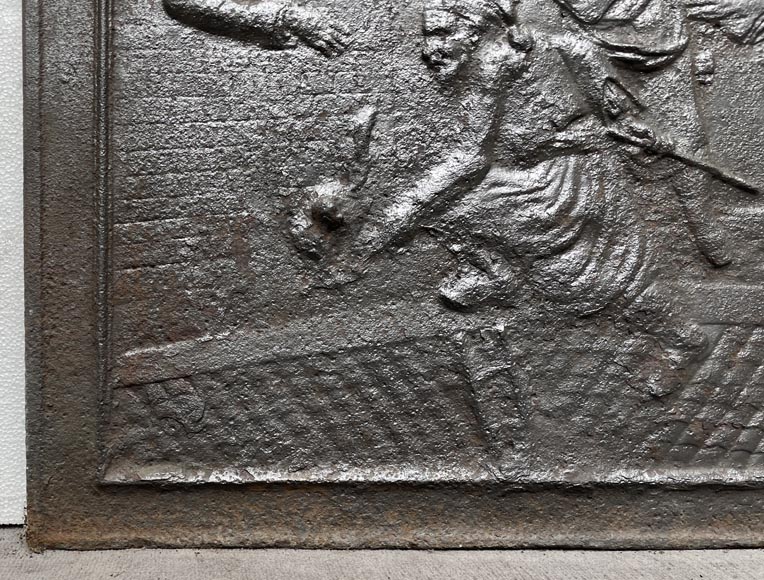 Fireback from the 19th century representing a chase scene of a cat probably taken from a tale Fireback from the 19th century representing a chase scene of a cat probably taken from a tale-3