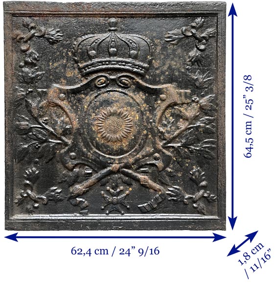 Fireback from the 19th century with a shield decorated with a sunflower Fireback from the 19th century with a shield decorated with a sunflower-6