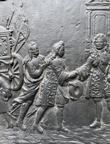 Fireback, dating from the nineteenth century, of the farewell of the King of Spain with the King of France Fireback, dating from the nineteenth century, of the farewell of the King of Spain with the King of France-2