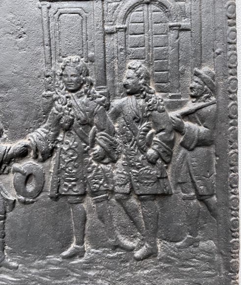 Fireback, dating from the nineteenth century, of the farewell of the King of Spain with the King of France Fireback, dating from the nineteenth century, of the farewell of the King of Spain with the King of France-3