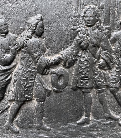 Fireback, dating from the nineteenth century, of the farewell of the King of Spain with the King of France Fireback, dating from the nineteenth century, of the farewell of the King of Spain with the King of France-4