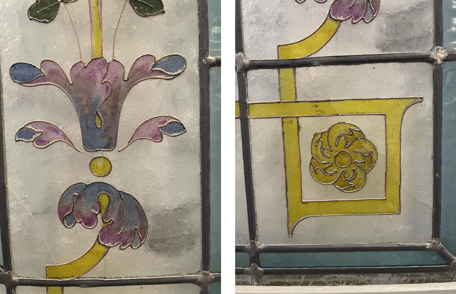 Set of 2 Napoleon III stained glass windows Set of 2 Napoleon III stained glass windows-11