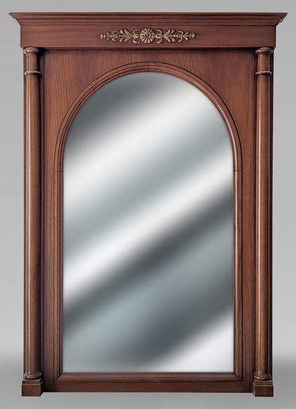 Empire style trumeau with carved walnut half-circle top Empire style trumeau with carved walnut half-circle top-0