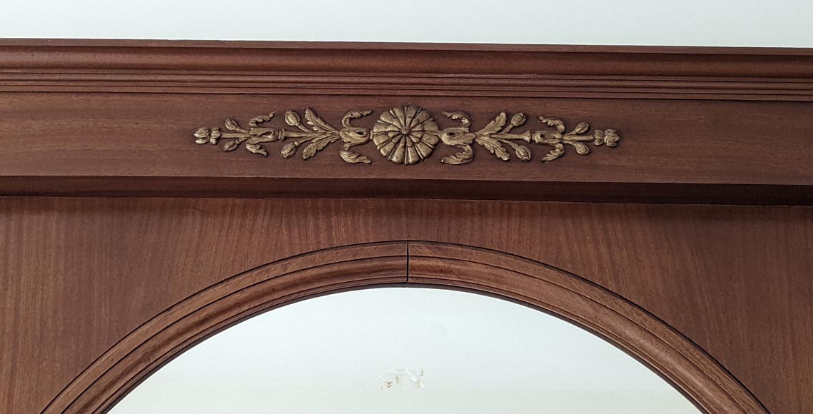 Empire style trumeau with carved walnut half-circle top Empire style trumeau with carved walnut half-circle top-1
