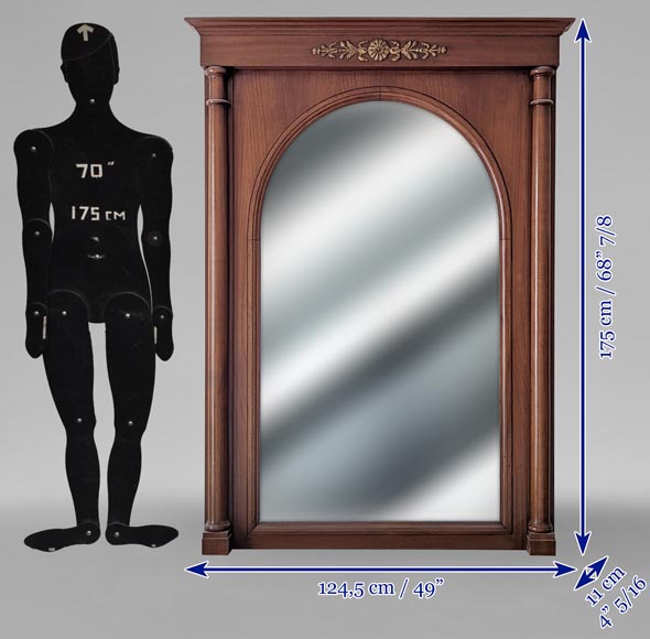 Empire style trumeau with carved walnut half-circle top Empire style trumeau with carved walnut half-circle top-7