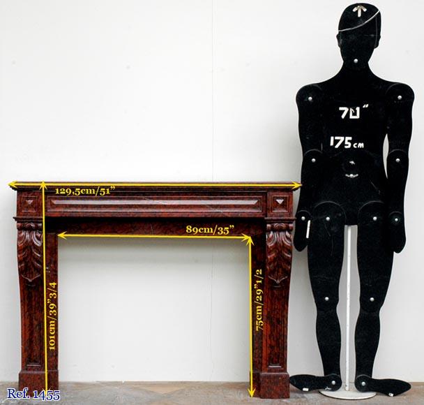 Red Griotte marble mantel with leaf modillions Red Griotte marble mantel with leaf modillions-8