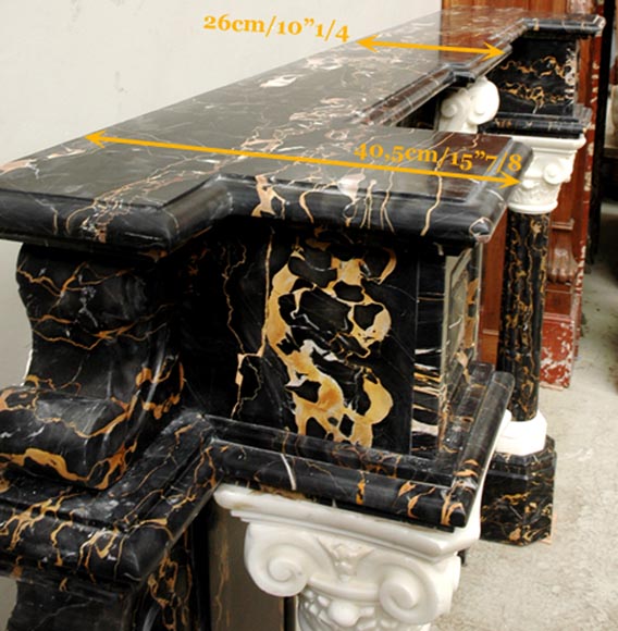 Napoleon III Portor and Carrara Statuary marble mantel with Corinthian columns Napoleon III Portor and Carrara Statuary marble mantel with Corinthian columns-12