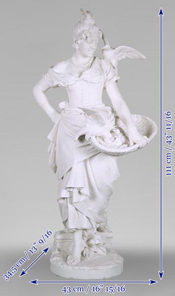 Woman with Birds, probably Vittorio Caradossi, marble, 1887, Florence Woman with Birds, probably Vittorio Caradossi, marble, 1887, Florence-9