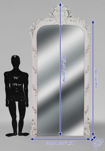 Large Napoleon III period trumeau with carved wood and stucco shell Large Napoleon III period trumeau with carved wood and stucco shell-6