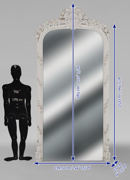 Large Regency style overmantel with carved shell in wood and stucco Large Regency style overmantel with carved shell in wood and stucco-7