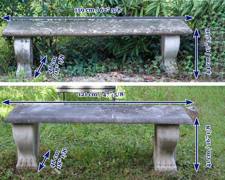 Pair of marble benches in neoclassical style Pair of marble benches in neoclassical style-9