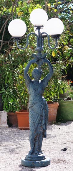 Pair of cast iron floor lamps in the shape of draped women Pair of cast iron floor lamps in the shape of draped women-1