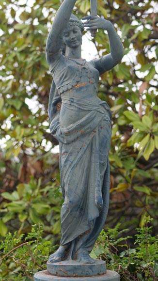 Pair of cast iron floor lamps in the shape of draped women Pair of cast iron floor lamps in the shape of draped women-4