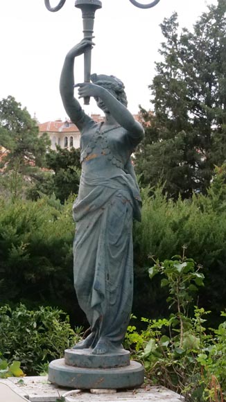 Pair of cast iron floor lamps in the shape of draped women Pair of cast iron floor lamps in the shape of draped women-5