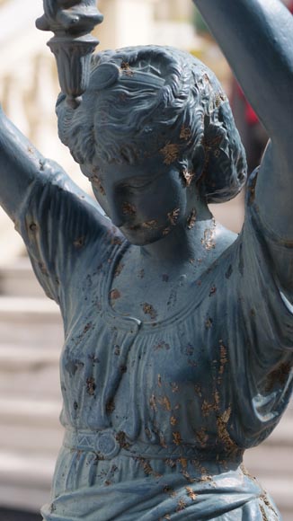 Pair of cast iron floor lamps in the shape of draped women Pair of cast iron floor lamps in the shape of draped women-9