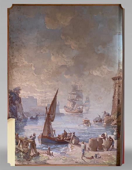 Set of six paintings with marine scenes Set of six paintings with marine scenes-12