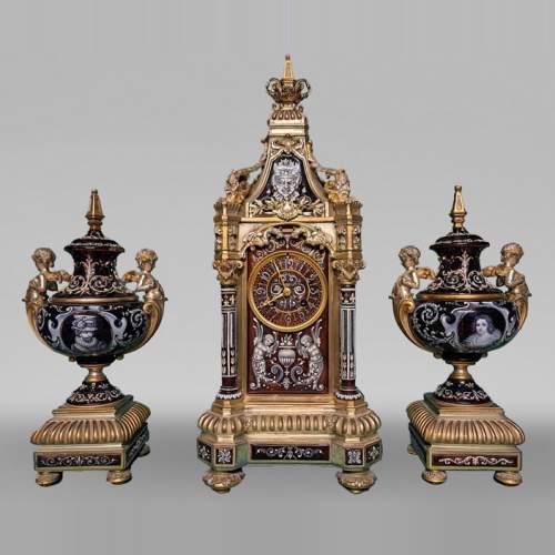 Paul SOYER, Renaissance-Style Clock Set, circa 1875