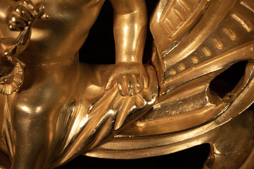 Pair of Louis XV style andirons with putti decoration Pair of Louis XV style andirons with putti decoration-7