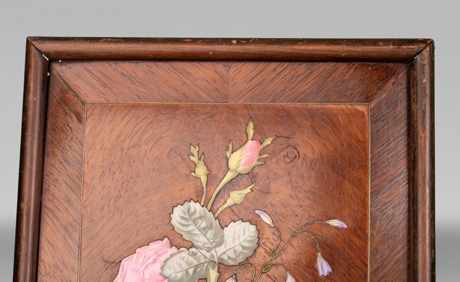 Of roses and bellflowers, the precious porcelain marquetry panel by Julien-Nicolas RIVART Of roses and bellflowers, the precious porcelain marquetry panel by Julien-Nicolas RIVART-4