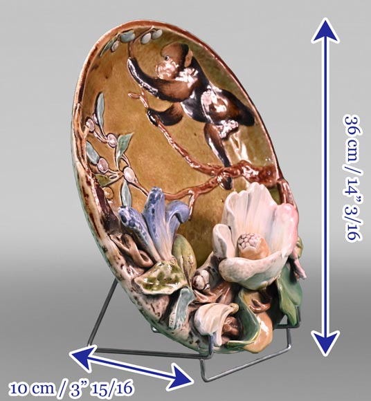 Émile GALLÉ, Ornamental Dish With A Monkey Climbing Among Flowers Émile GALLÉ, Ornamental Dish With A Monkey Climbing Among Flowers-6