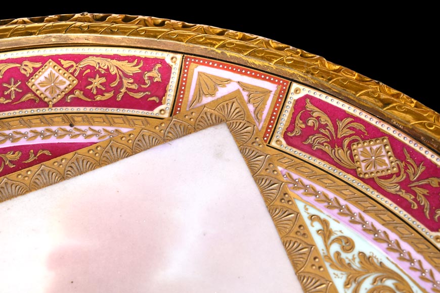 Gilt bronze guéridon with painted porcelain plaque, after Adrian VAN DER WERFF, “The Dismissal of Hagar” Gilt bronze guéridon with painted porcelain plaque, after Adrian VAN DER WERFF, “The Dismissal of Hagar”-8