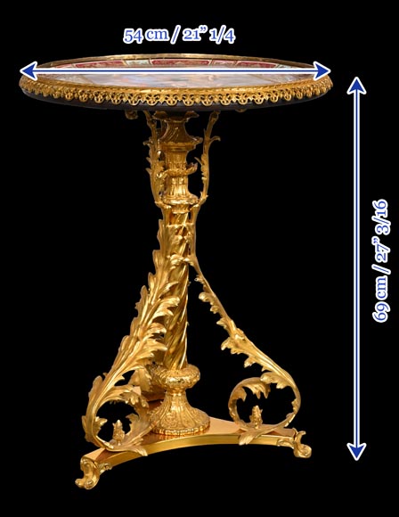 Gilt bronze guéridon with painted porcelain plaque, after Adrian VAN DER WERFF, “The Dismissal of Hagar” Gilt bronze guéridon with painted porcelain plaque, after Adrian VAN DER WERFF, “The Dismissal of Hagar”-14