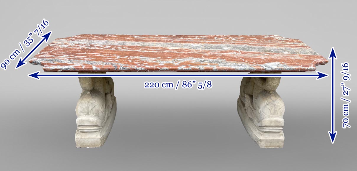 Marble table with dolphin legs Marble table with dolphin legs-7