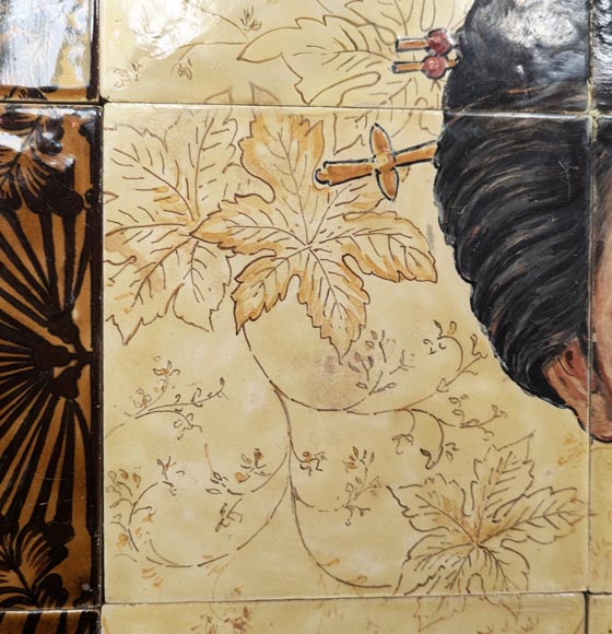 BOCH Brothers (ceramic), Th. FUMIETE (?), Portrait of a Japanese Lady in Earthenware, 1890 BOCH Brothers (ceramic), Th. FUMIETE (?), Portrait of a Japanese Lady in Earthenware, 1890-6