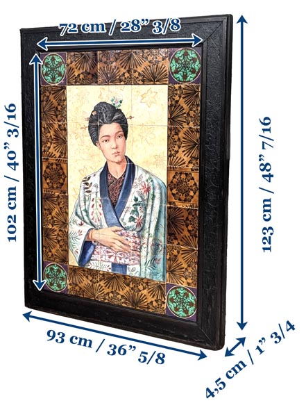 BOCH Brothers (ceramic), Th. FUMIETE (?), Portrait of a Japanese Lady in Earthenware, 1890 BOCH Brothers (ceramic), Th. FUMIETE (?), Portrait of a Japanese Lady in Earthenware, 1890-11