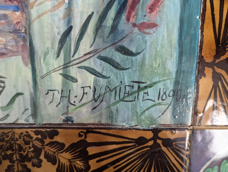 BOCH Brothers (ceramic), Th. FUMIETE (?), Portrait of a Japanese Lady in Earthenware, 1890 BOCH Brothers (ceramic), Th. FUMIETE (?), Portrait of a Japanese Lady in Earthenware, 1890-12