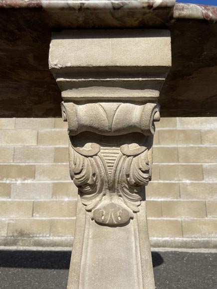 Royal Red marble console with stone legs Royal Red marble console with stone legs-4