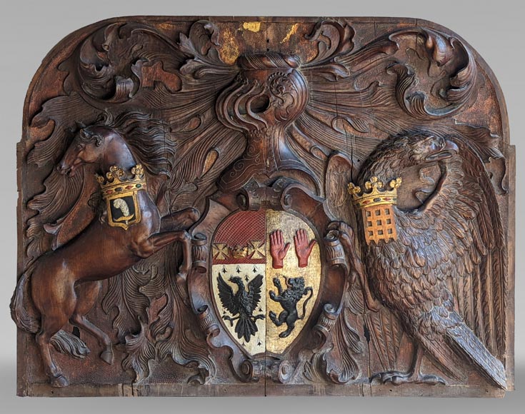 Mantel with Vansittart and Crosbie coat of arms Mantel with Vansittart and Crosbie coat of arms-0