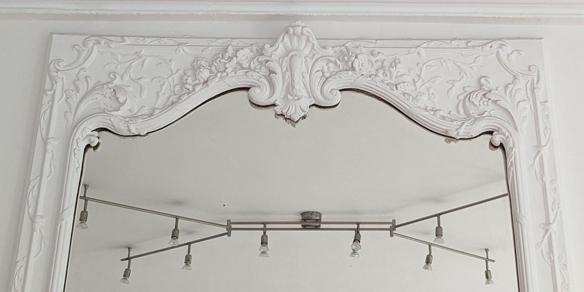 Large Napoleon III style trumeau with garland of liere Large Napoleon III style trumeau with garland of liere-1