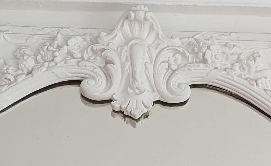 Large Napoleon III style trumeau with garland of liere Large Napoleon III style trumeau with garland of liere-2