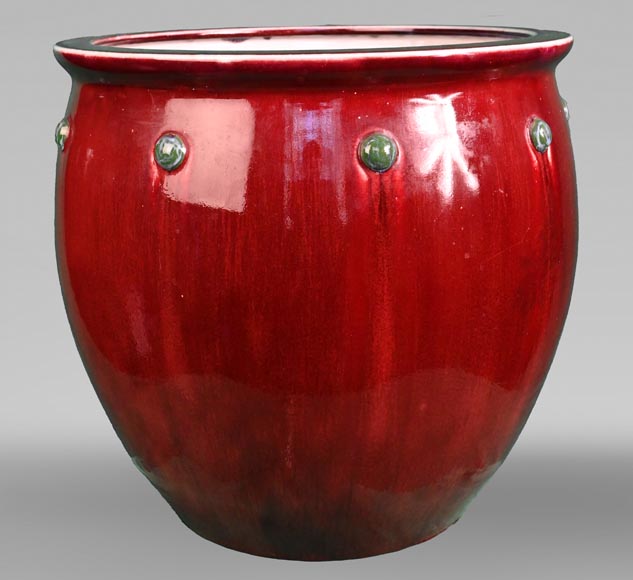 Taxil DOAT for the SÈVRES Manufacture, Oxblood Red Glazed Porcelain Jardinière, 1907 Taxil DOAT for the SÈVRES Manufacture, Oxblood Red Glazed Porcelain Jardinière, 1907-0