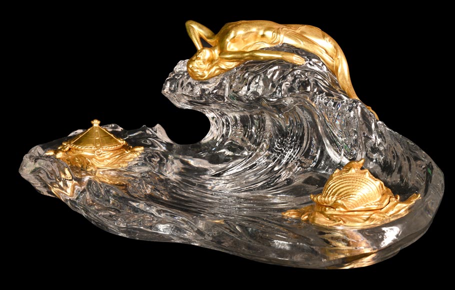 BACCARAT crystalworks, La Vague Inkwell, 1909 BACCARAT crystalworks, La Vague Inkwell, 1909-2
