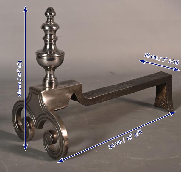 Pair of polished bronze andirons, 19th century Pair of polished bronze andirons, 19th century-5