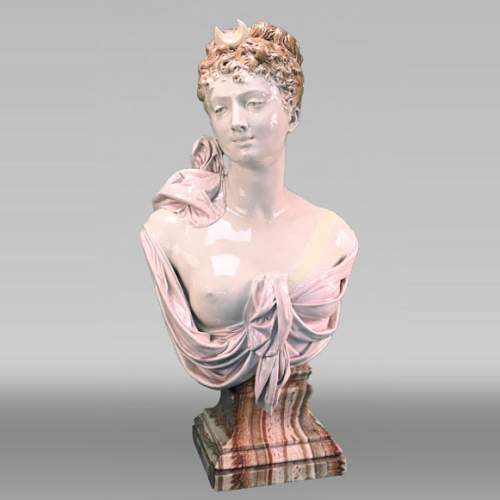 Louis-Robert CARRIER-BELLEUSE for the CHOISY-LE-ROI faience factory, Bust of Diana, circa 1900