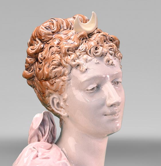 Louis-Robert CARRIER-BELLEUSE for the CHOISY-LE-ROI faience factory, Bust of Diana, circa 1900 Louis-Robert CARRIER-BELLEUSE for the CHOISY-LE-ROI faience factory, Bust of Diana, circa 1900-2